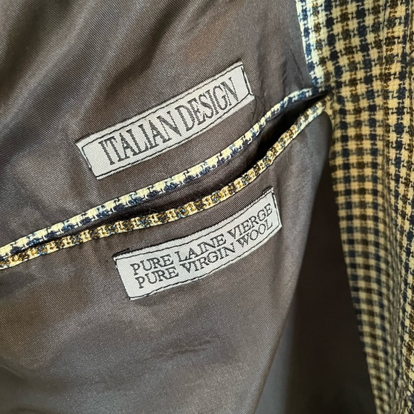 Vintage Oversized Blazer Boyfriend Fit Plaid Suit Jacket Green Navy Checked XL - Picture 9 of 14